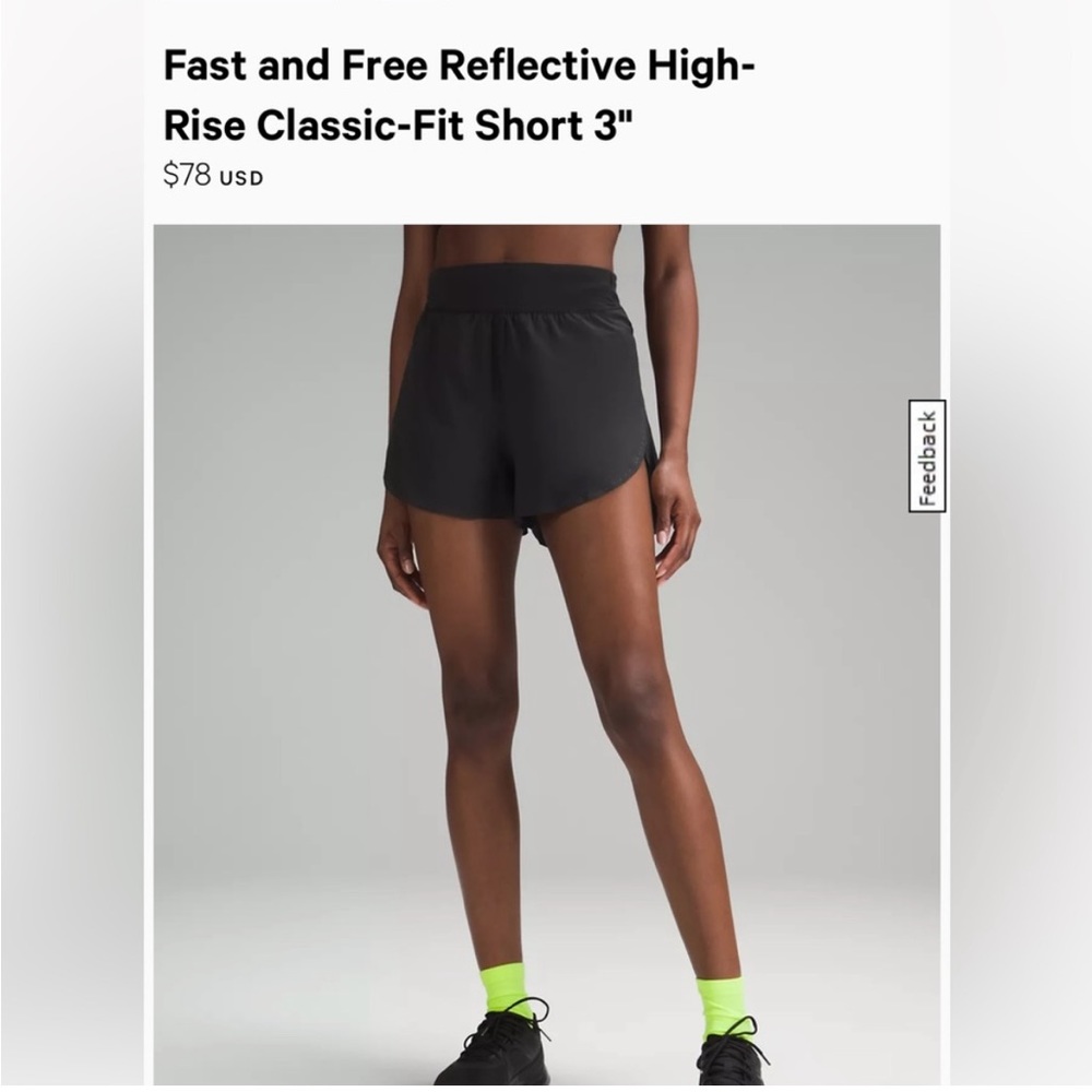 Lululemon Fast and Free Reflective Classic Fit Shorts Size 12
